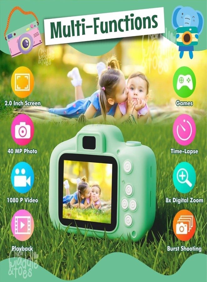 CADDLE & TOES Kids Digital Camera for Photos & Videos | Mini Camera Toy with 2-Inch Screen & USB Rechargeable | Fun & Educational Gift for Boys & Girls Age 3-10 | Easy to Use for Kids (Green) - Image 4