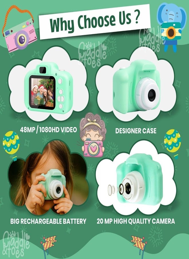 CADDLE & TOES Kids Digital Camera for Photos & Videos | Mini Camera Toy with 2-Inch Screen & USB Rechargeable | Fun & Educational Gift for Boys & Girls Age 3-10 | Easy to Use for Kids (Green) - Image 2