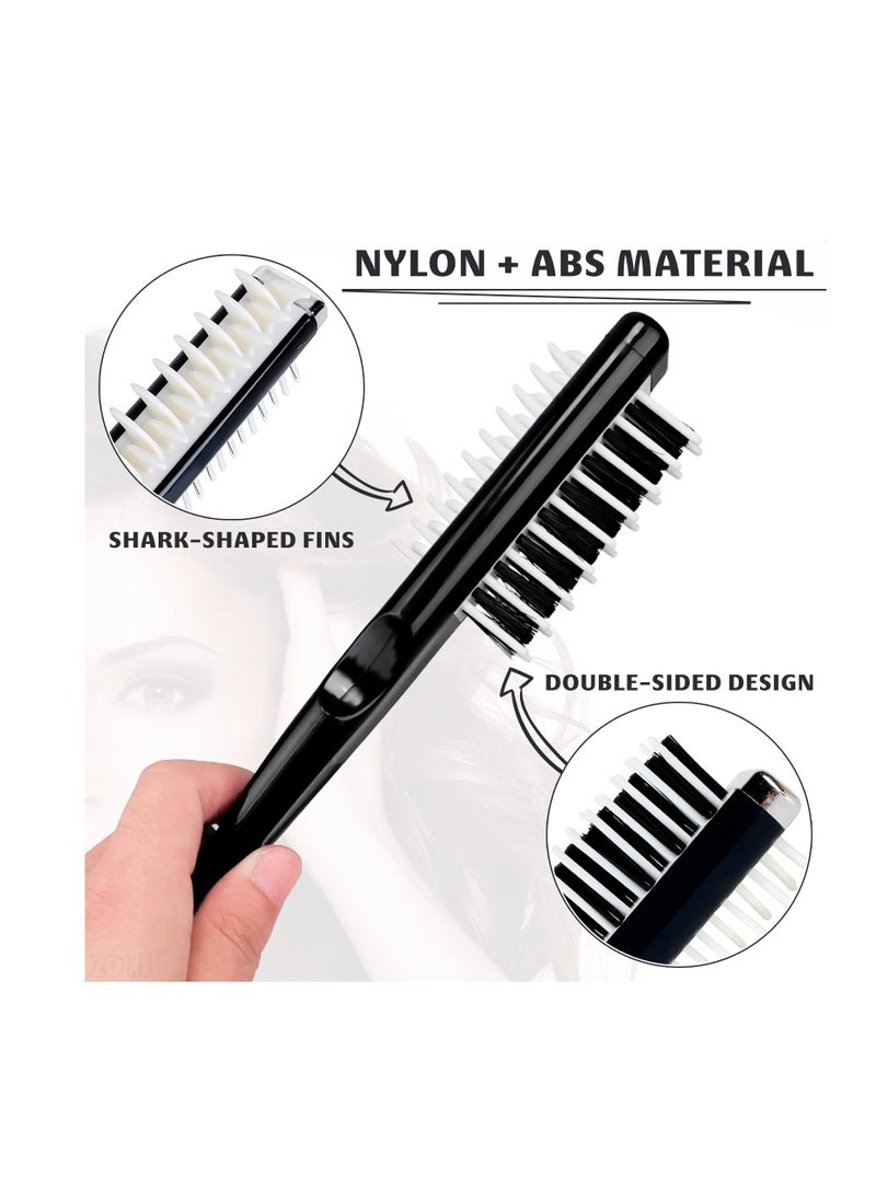 Excefore - Hair Styling Brush Combs for Hair, 2 Pack Portable Double Sided Pick Combs, Instant Hair Volumizer Tool, Bounce Curl Defining Brush, Hair Style Curl Comb Hair Brushes for Women, Men, Black - Image 1