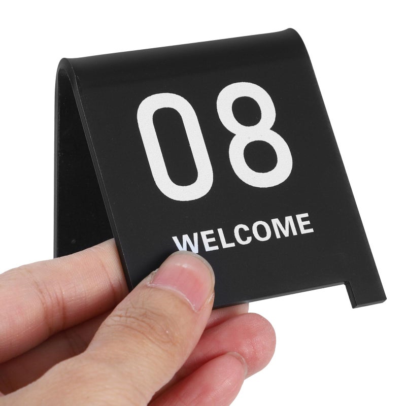 Reusable Black Frosted Acrylic Table Number Signs 1 10 V Shaped Tent Style 60x70mm - Image 5
