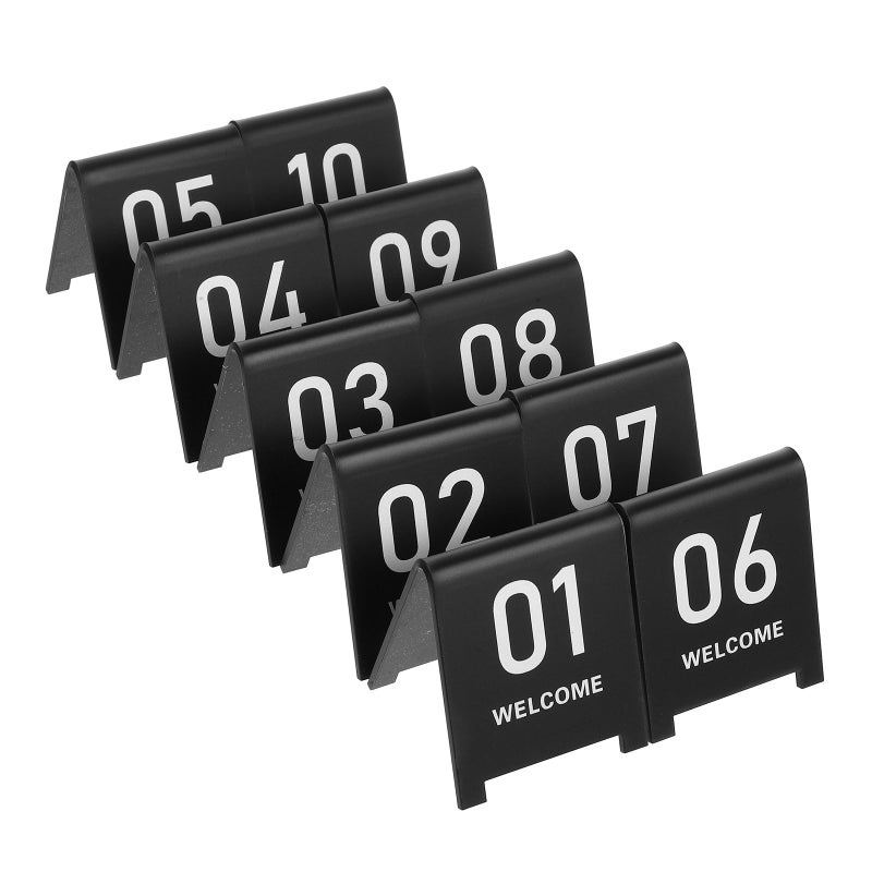 Reusable Black Frosted Acrylic Table Number Signs 1 10 V Shaped Tent Style 60x70mm - Image 2
