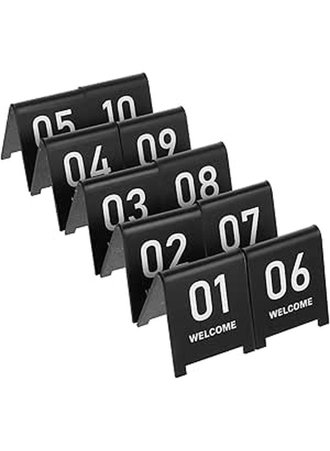 Reusable Black Frosted Acrylic Table Number Signs 1 10 V Shaped Tent Style 60x70mm - Image 1