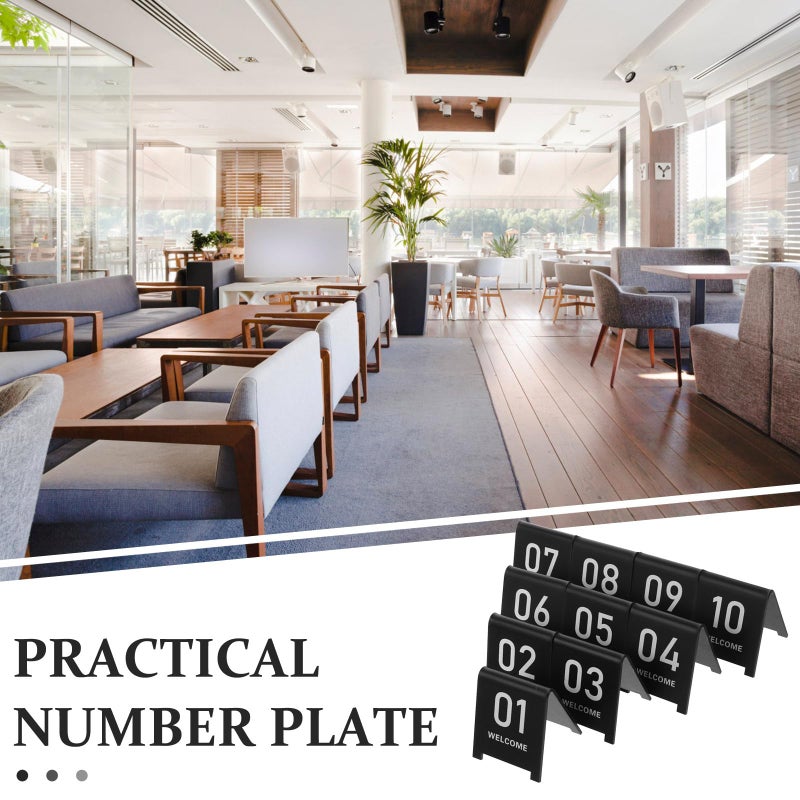 Reusable Black Frosted Acrylic Table Number Signs 1 10 V Shaped Tent Style 60x70mm - Image 4