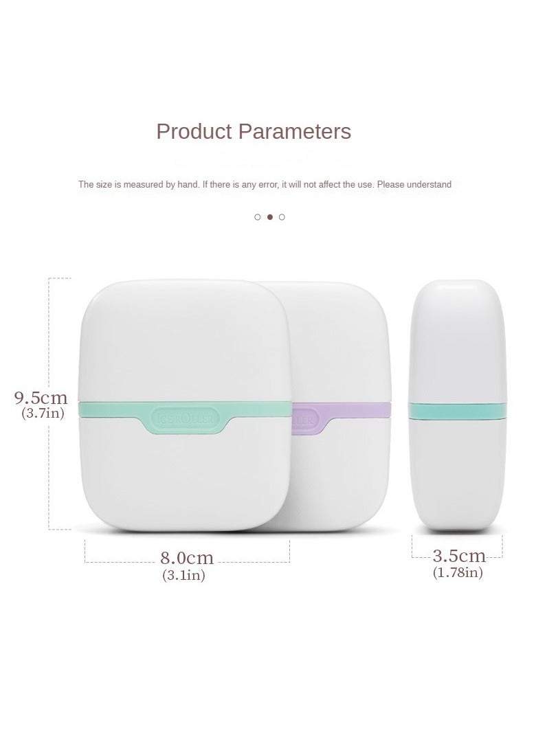 إسكدنيا بكرة الثلج للوجه والعيون - أدوات للعناية ببشرة الوجه مع 2 في 1 بكرة للوجه وحافظة للسفر، هدية للعناية الذاتية للرجال والنساء (أخضر) - Image 3