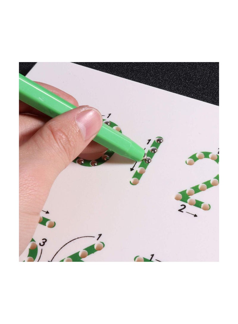 GGOOT Magnetic Number Tracing Board Drawing Board Educational 0-9 Writing Toy for Kids Magnetic Balls Tablet - Image 2
