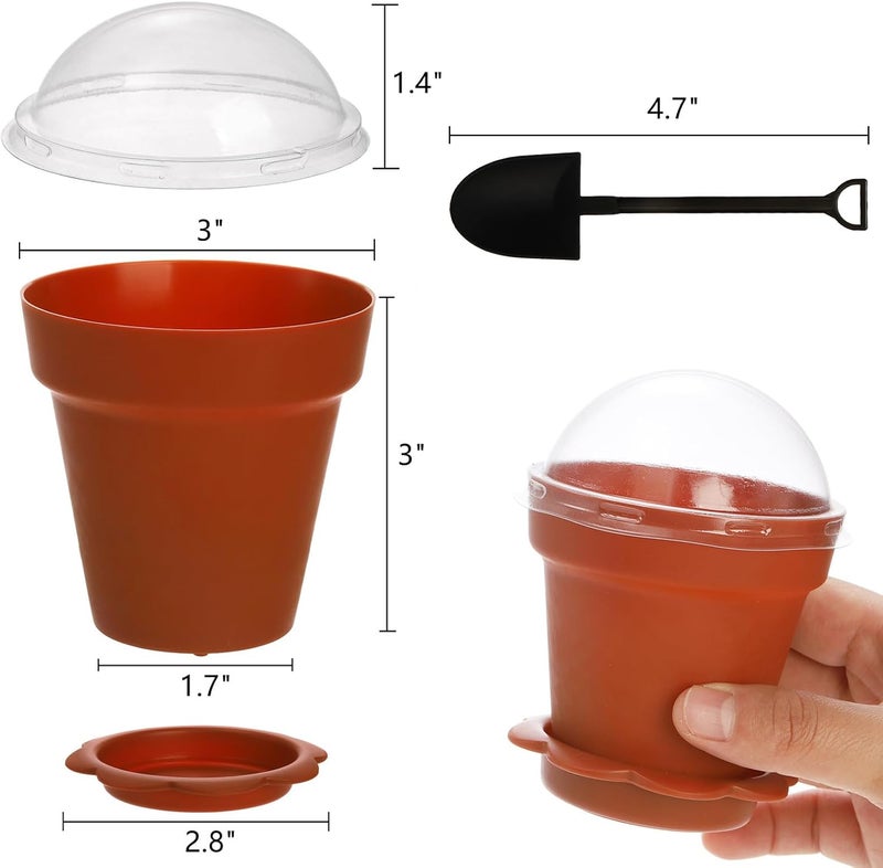 ZEAYEA 50 Pack Dessert Cups With Lids and Spoons 67 oz Plastic Parfait Appetizer Cups Cute Mini Flowerpot for Ice Cream Dirt Cake Fruit Trifles Pudding Yogurt Mousse Chocolate Dessert - Image 2