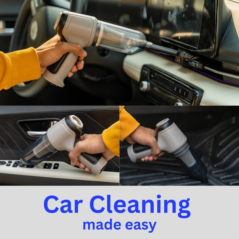 PROODOS Portable Car Vacuum Cleaner with Blower Wireless Car Accessories | 7000Pa Suction Power | 2-in-1 Vacuum & Blower | 120W Power | 42000 RPM | 4000mAh Battery (Grey) 6-Months Warranty - Image 3