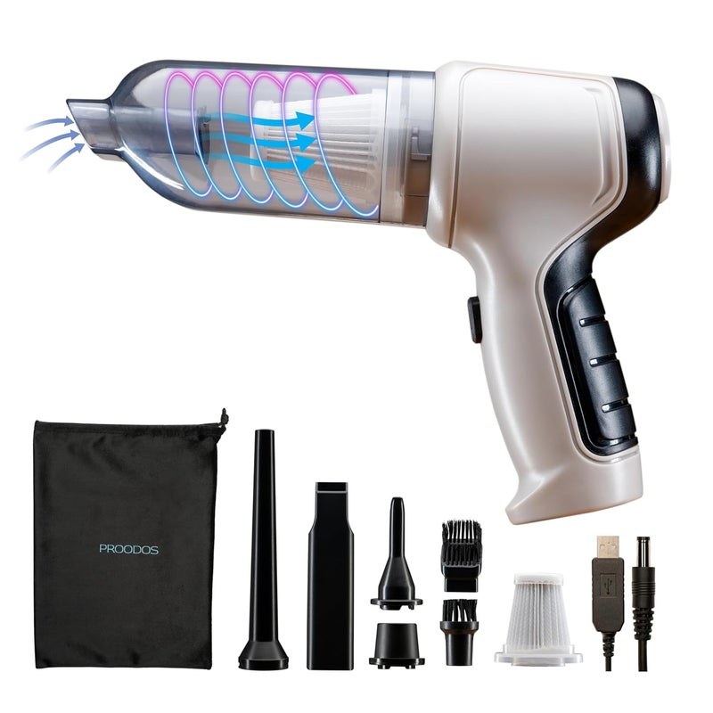 PROODOS Portable Car Vacuum Cleaner with Blower Wireless Car Accessories | 7000Pa Suction Power | 2-in-1 Vacuum & Blower | 120W Power | 42000 RPM | 4000mAh Battery (Grey) 6-Months Warranty - Image 1