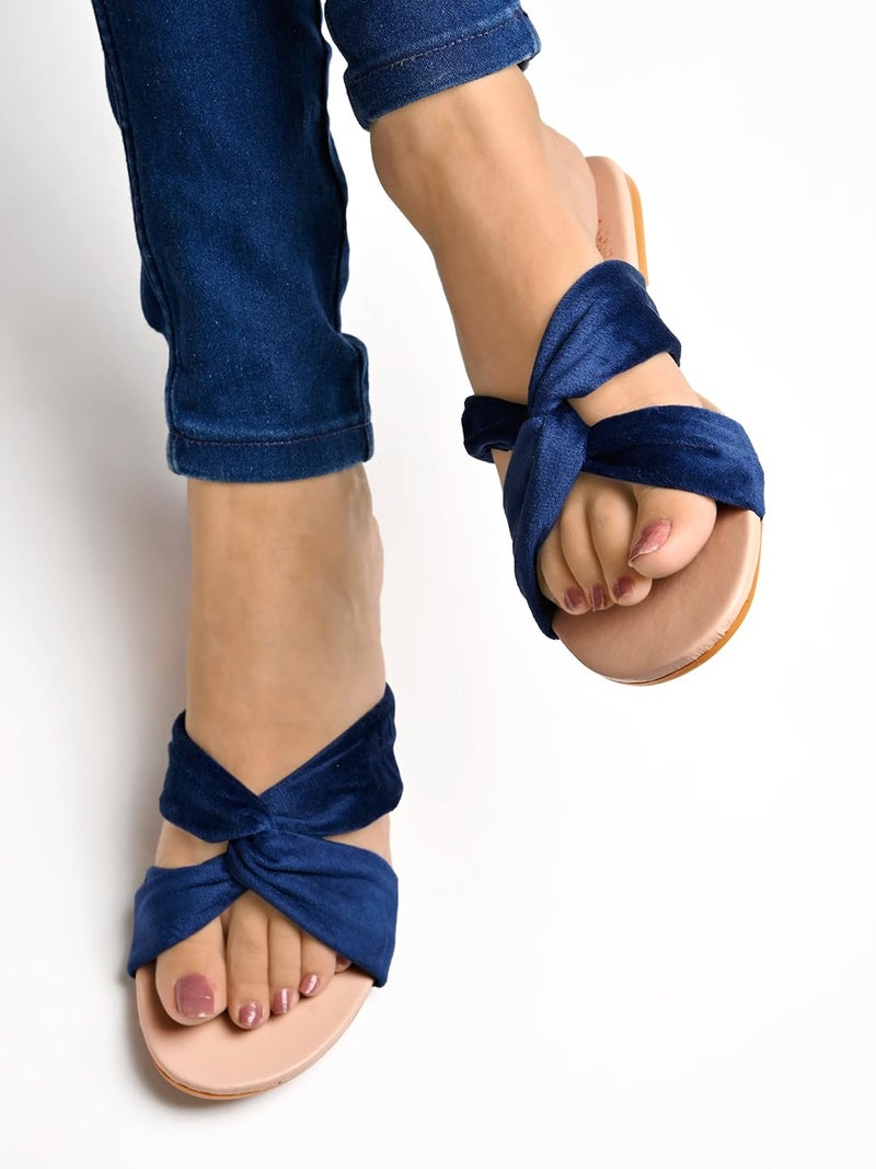 Shoetopia Girls  Flat Slide Sandals – Soft Suede Knot Strap Casual Summer Slip-Ons for Everyday Comfort Stylish, |Footwear Lightweight| Durable Design Perfect for Casual Outings Women - Image 3