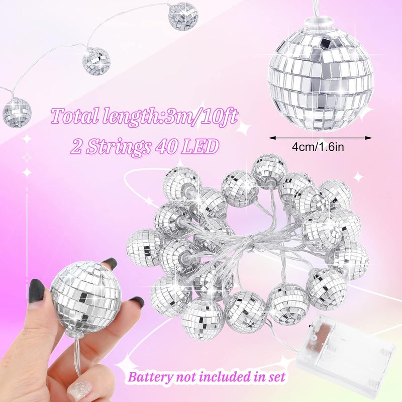 Nosiny 40 أضواء سلسلة كرة الديسكو LED للزينة في الحفلات والزينة لعيد الميلاد للجدران والأشجار في الهواء الطلق وحدائق 984 بوصة لكل قطعة - Image 2