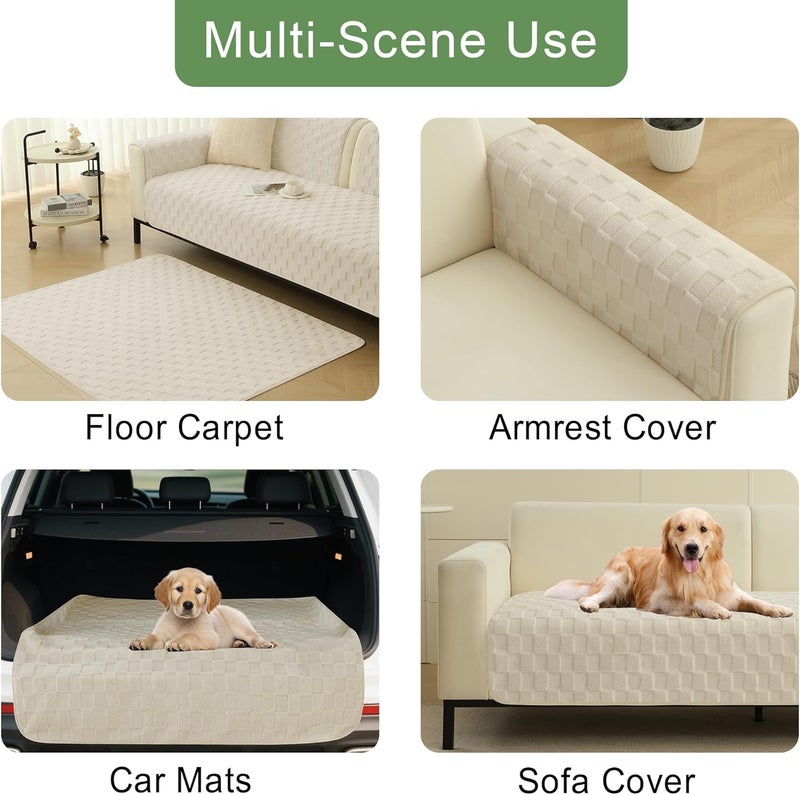 Foxdecor Couch Covers for 3 Cushion Couch Sofa Pet Friendly, Funny Fuzzy Pet Couch Covers, Anti Slip Sofa Covers Dog Cover for Couch Protector. (Cream White, 30x53 inch) - Image 5