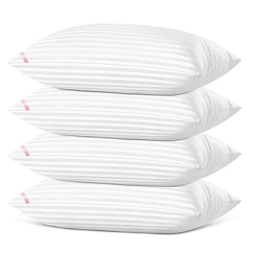 EIUE Bed Pillows for Sleeping 4 PackPillows for Side and Back SleepersSuper Soft Down Alternative Microfiber Filled Pillows White Queen Pack of 4
