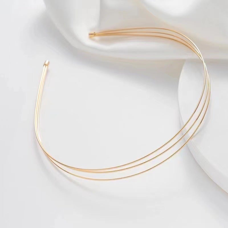Generic Korean Style Slim Headband for Women A005 Triple Head Ring Gold