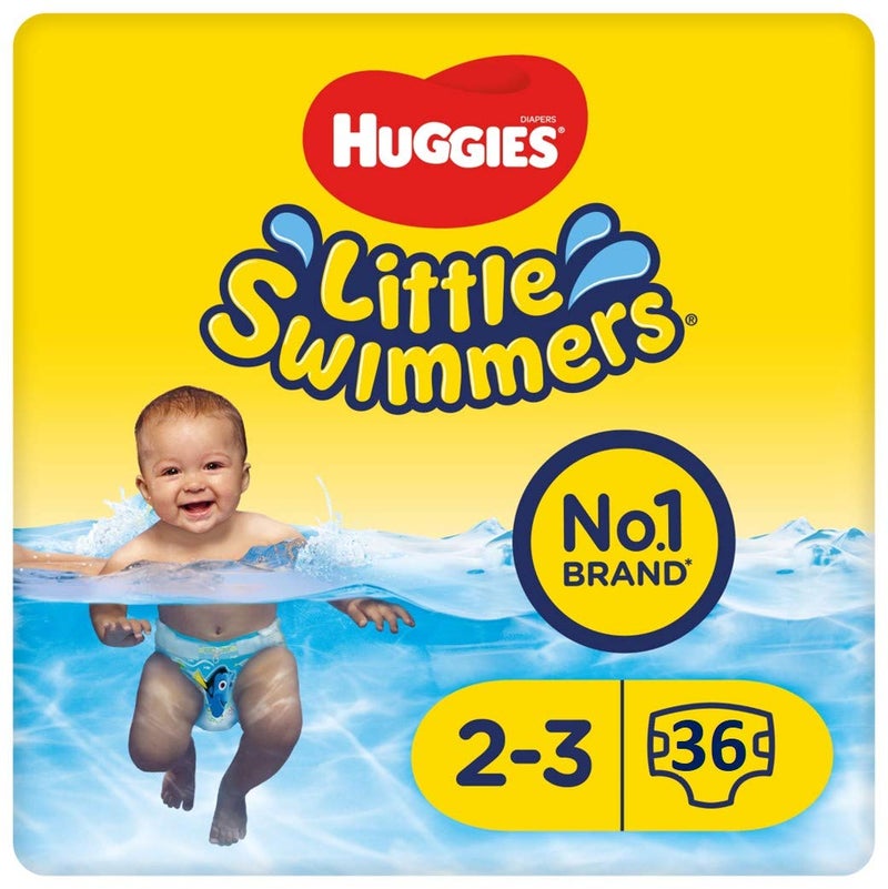 HUGGIES Swimmers, Swim Nappies - Size 2-3, 36 Pants - Adjustable Tabbed Sides For Secure Fit - Maximum Protection Swimming Nappies With Fun Designs - Image 1