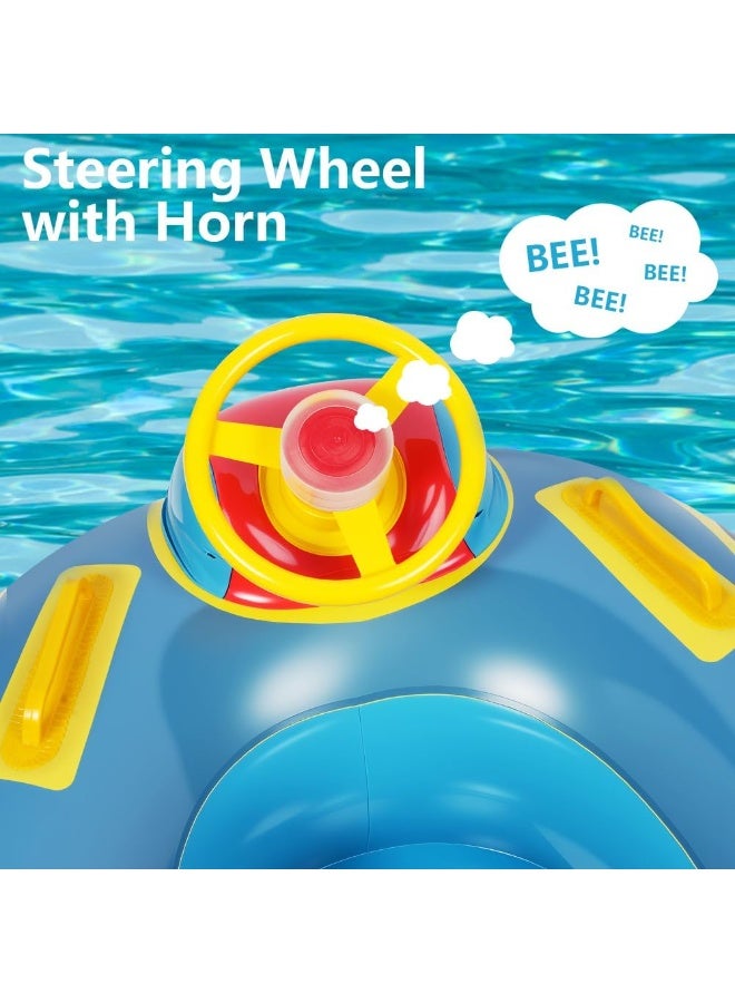 Relex Baby Swimming Pool Float, Cute Car Design Kids Toddler Inflatable Summer Beach Floatie Boat Swim Tube Ring with Handles Safety Seat Pool Lake Air Bed Floating Mattress Raft Lounge for Girls Boys 1-5Y - Image 5