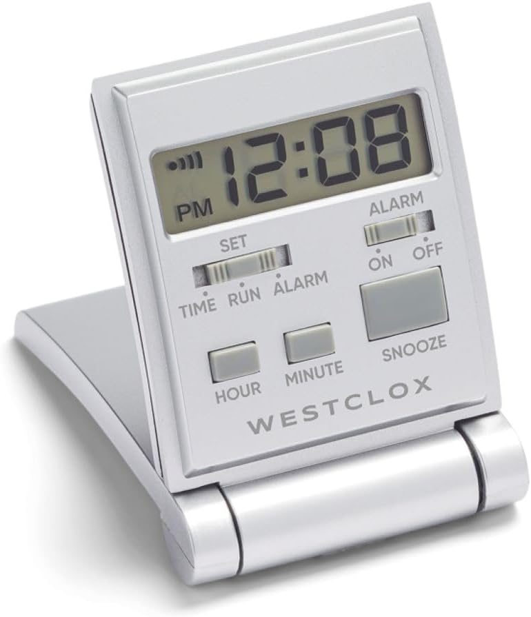 Westclox Travelmate LCD Travel Folding Alarm Clock 5 Silver - Image 1