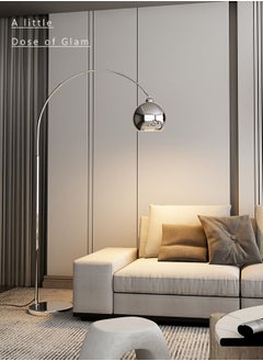 Merry Moments Modern Floor Lamp Standing Lamp Decor Lighting for Home Office Bedroom Retail Warm White Lights Chrome Body 12W with E27 Bulb H188xL100xW28 cm  - Image 2
