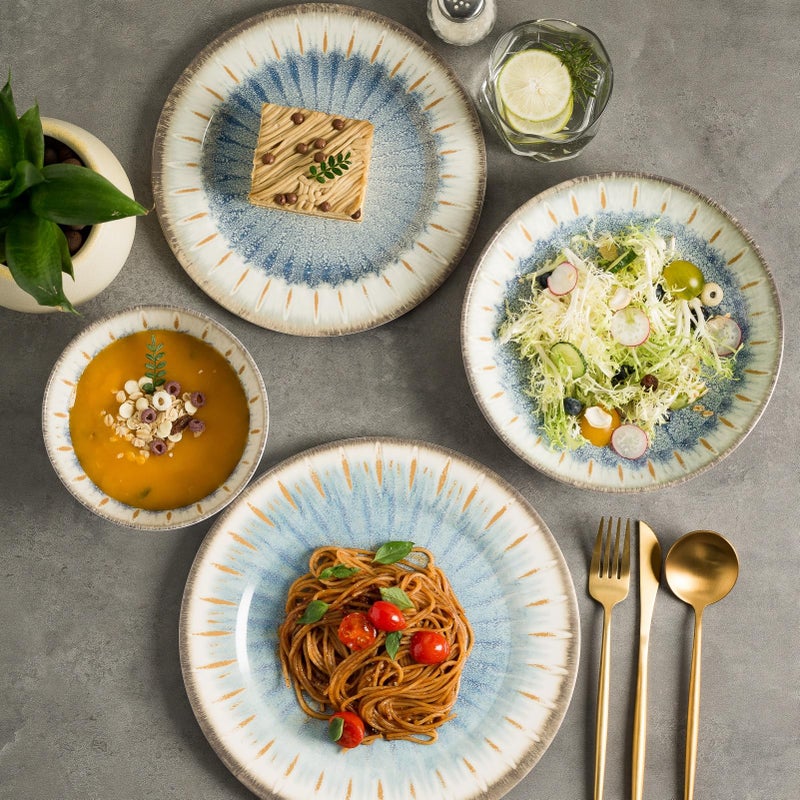 Miss Yip MissYip Melamine Dinnerware Set, 16 Piece for 4, Unbreakable Kitchen Plastic Plates and Bowls set, Indoor and Outdoor Use Tableware, BPA Free, Dishwasher Top Safe, Not Microwave, Not Oven(Blue) - Image 4