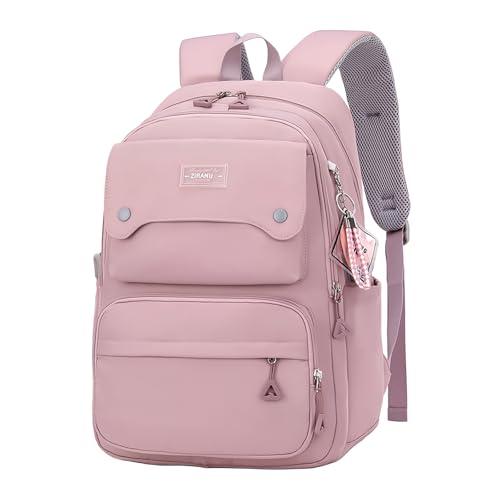 Bansusu School Backpack for Teens Girls Solid Color, Multi-pocket School Bag Girls Backpack for Kids - Image 1
