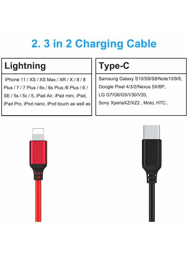 MTAKYI Multi Charger Cable 2 in 1 3Ft Universal Phone Charger Cord Nylon Braided Multiple USB Fast Charging Cable Type C/iPhone Lightning Connector for iPhone/Samsung S8/LG/Pixel/Huawei Android/Tablets. - Image 5