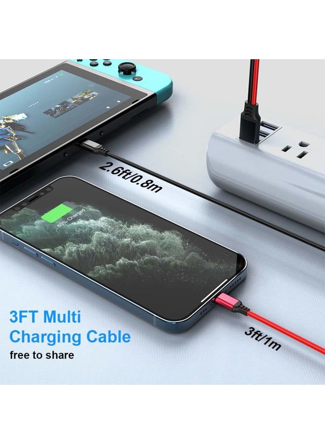 MTAKYI Multi Charger Cable 2 in 1 3Ft Universal Phone Charger Cord Nylon Braided Multiple USB Fast Charging Cable Type C/iPhone Lightning Connector for iPhone/Samsung S8/LG/Pixel/Huawei Android/Tablets. - Image 4