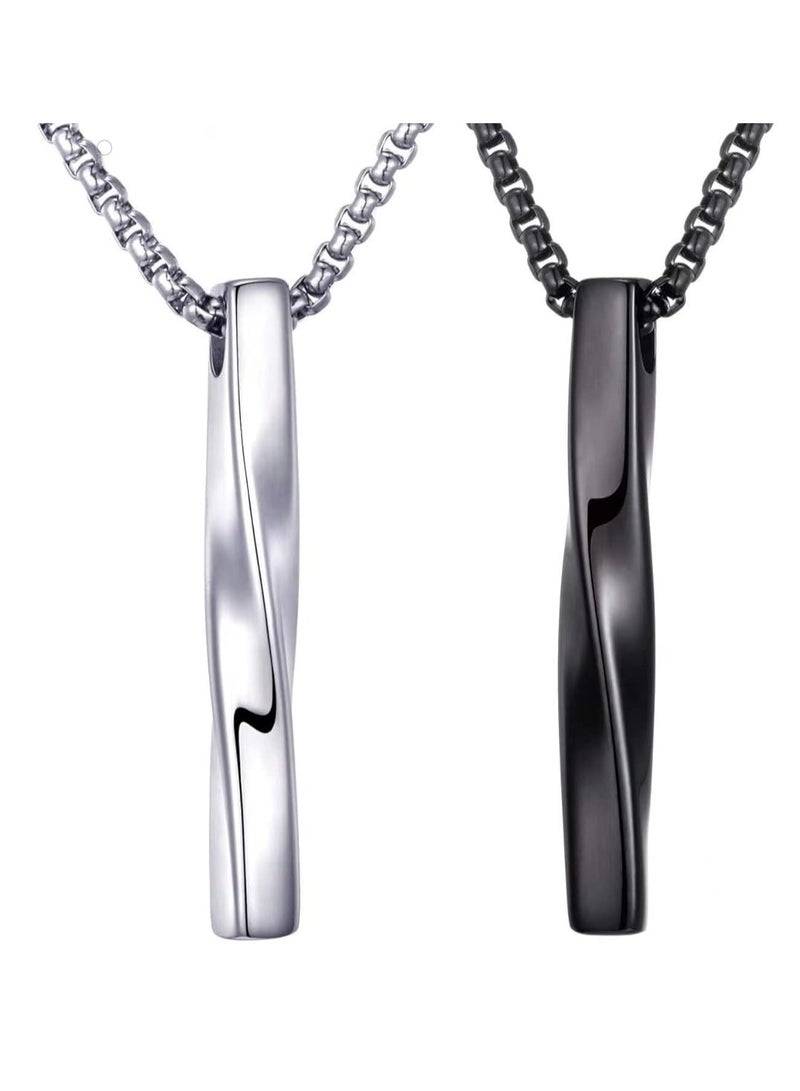 أوزيغالور قلادة قلادة من الفولاذ المقاوم للصدأ للرجال والنساء، قلادة شريط مكعب ملتوي للجنسين مع سلسلة ربط - Image 1