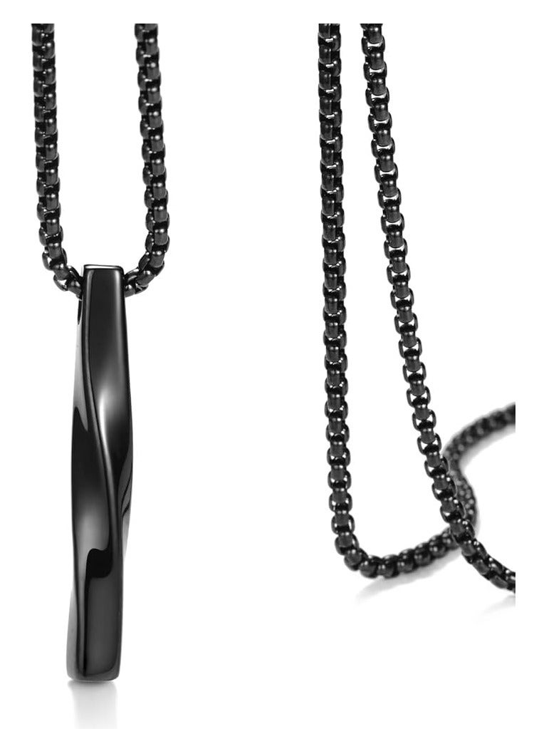 أوزيغالور قلادة قلادة من الفولاذ المقاوم للصدأ للرجال والنساء، قلادة شريط مكعب ملتوي للجنسين مع سلسلة ربط - Image 2