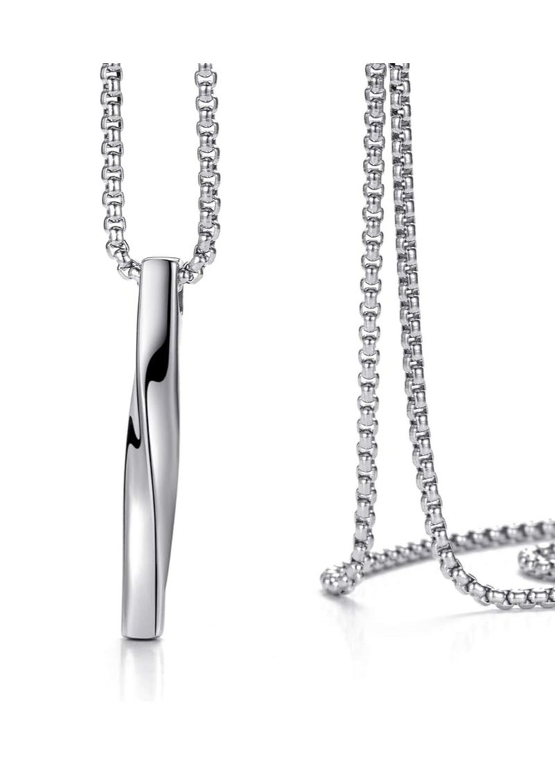 أوزيغالور قلادة قلادة من الفولاذ المقاوم للصدأ للرجال والنساء، قلادة شريط مكعب ملتوي للجنسين مع سلسلة ربط - Image 3