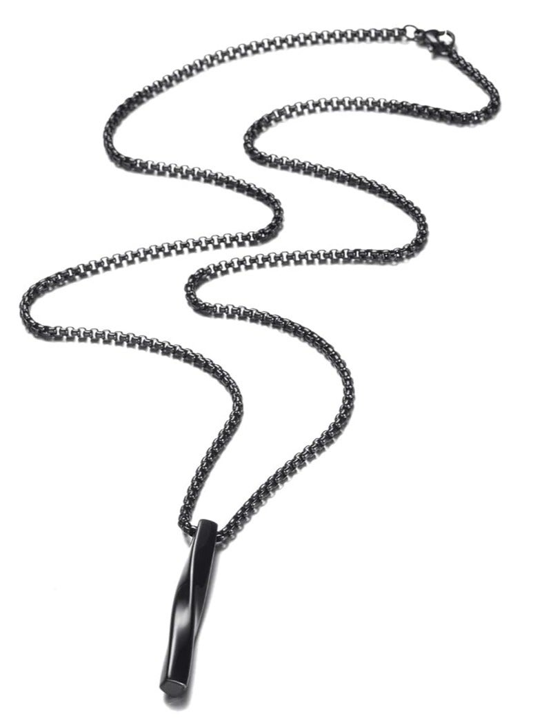 أوزيغالور قلادة قلادة من الفولاذ المقاوم للصدأ للرجال والنساء، قلادة شريط مكعب ملتوي للجنسين مع سلسلة ربط - Image 4