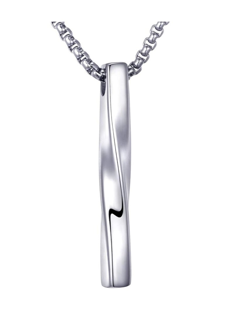 أوزيغالور قلادة قلادة من الفولاذ المقاوم للصدأ للرجال والنساء، قلادة شريط مكعب ملتوي للجنسين مع سلسلة ربط - Image 5