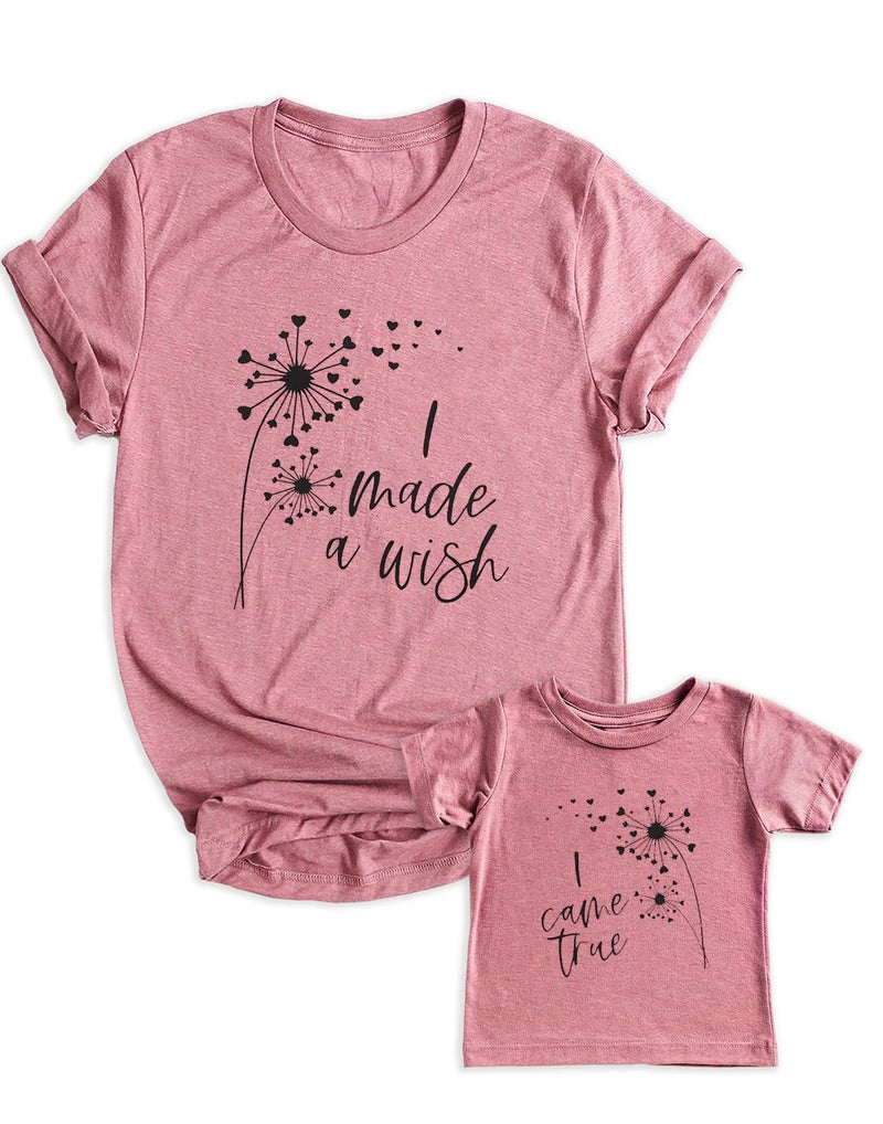 LUKYCILD Mom and Daughter Matching Outfits I Made a Wish Mommy and Me Shirts Mom and Baby Matching Shirt - Image 2
