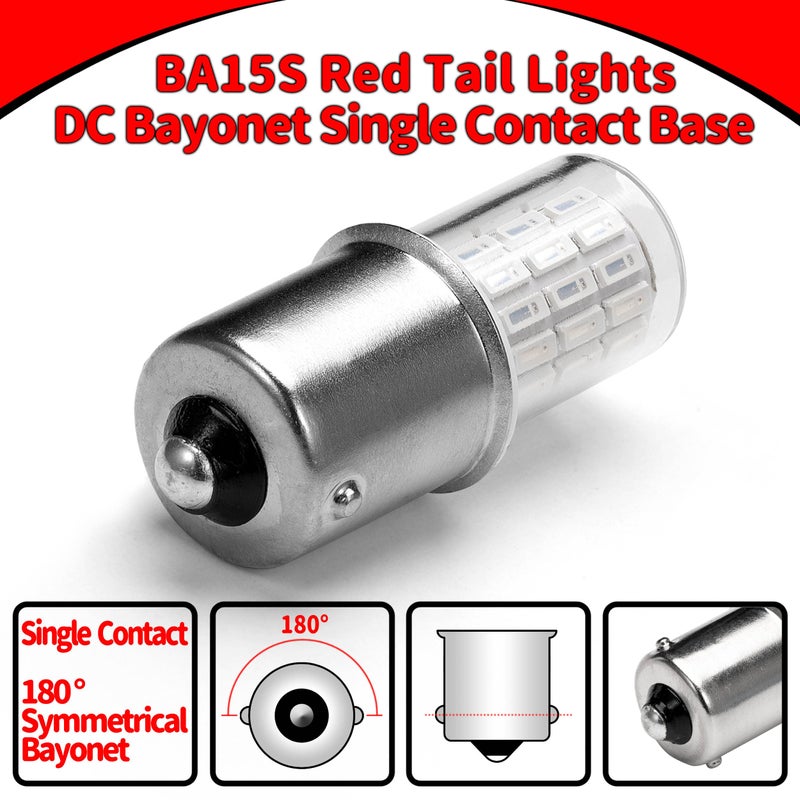 Ziomitus 12V 1156 BA15S Red 1003 1141 7506 P21W LED Bulbs,DC Bayonet Single Contact Base,AC10-24V DC10-30 volt LED Replacement for Brake,Tail Lights,Blinker,Turn Signal,Parking or Running Lights,4Pack - Image 4