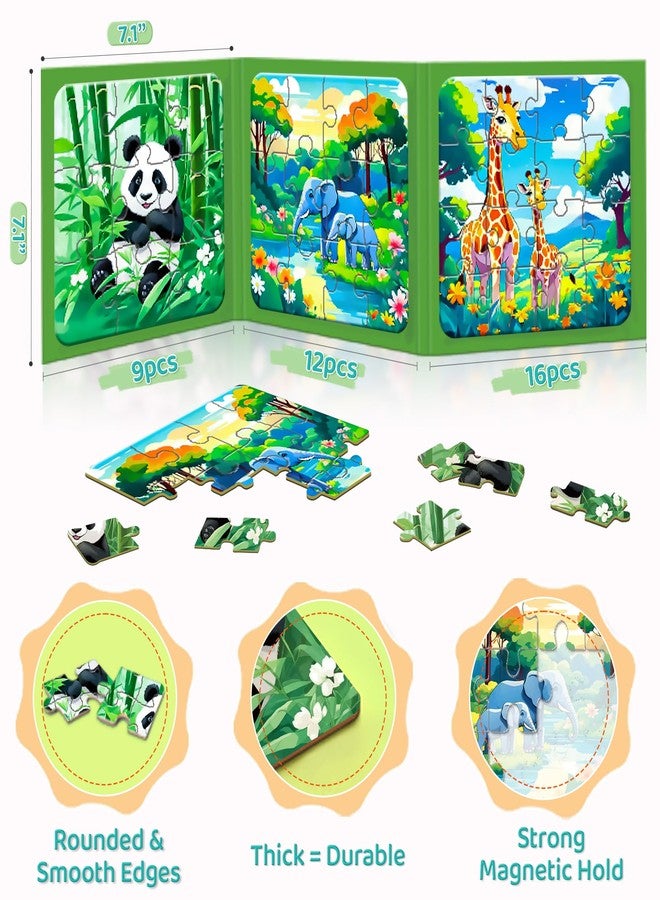 Flamax 3-in-1 Large Magnetic Puzzles for Toddlers 2-4, 9/12/16 Pieces Animal Magnet Puzzle Book, Magnet Puzzle for Kids, Magnetic Puzzles for Toddlers 3-5 - Image 2