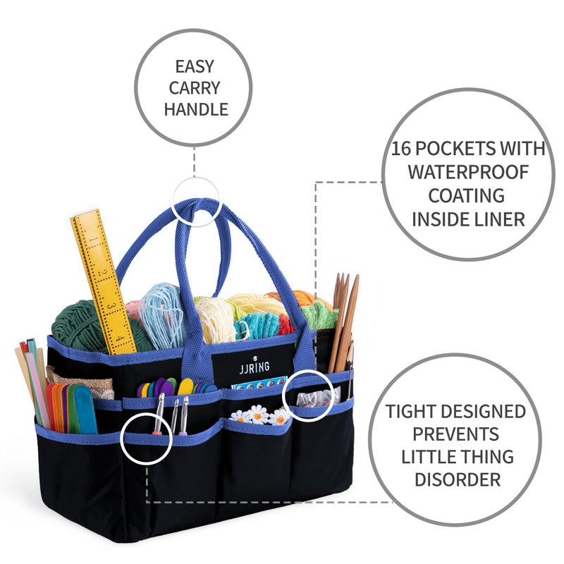 Jjring Fundamental Organizer 600D Nylon Artist Tote Bag, Blue Edge - Image 4