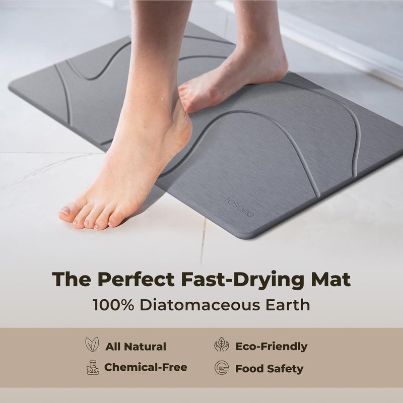 TOSORO Stone Bath Mat, Diatomaceous Earth Non-Slip Stone Shower Mat - Quick Drying Absorbent Bath Mats for Bathroom - Elegant & Modern Design, Easy to Clean (23.5 x 15) - Graphite - Image 4