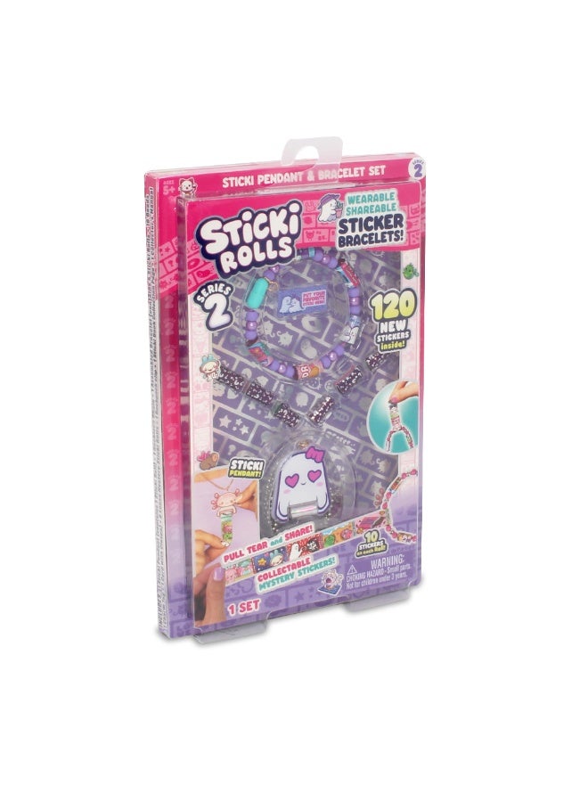 Sky Castle Sticki Rolls Series 2 Sticki Pendant DIY Jewelry Kit (SR400) - 130 Stickers, 13 Rolls, Holographic Gem Pendant, and Fully Assembled Bracelet - Image 1