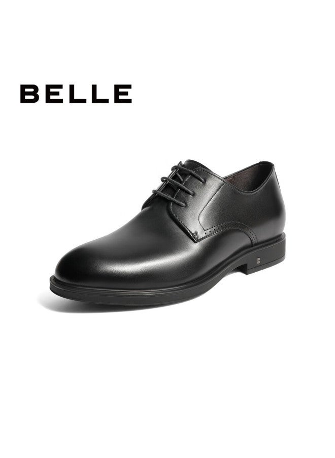 Belle Men's Business Formal Leather Shoes Casual Height Increasing Soft Bottom Genuine Leather Shoes 10503am0 Black-internal Height Increase 39 - Image 1