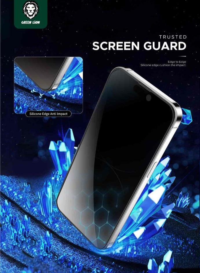 GREEN LION iPhone 15 Pro Max Screen Protector 3D Silicone Privacy Glass / Anti Fingerprint / Grease Resistance / Anti Scratch / Bubble Free / Blocked Side Viewing / Highly Responsive / Crystal Clear - Black - Image 3