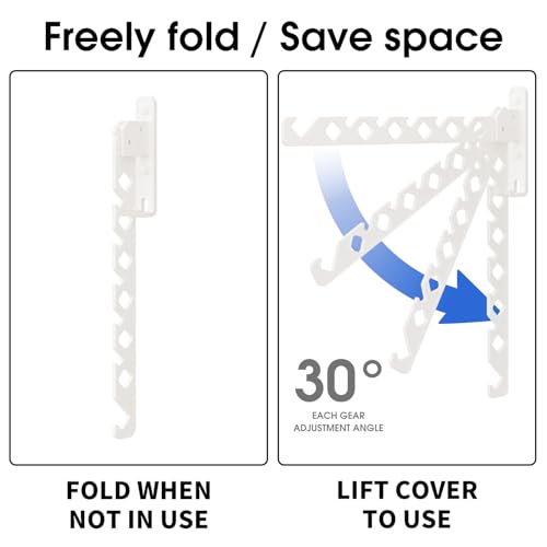 dancrul Wall Mounted Clothes Drying Rack, Wall Clothes Hanger Hook for Laundry Room, Clothes Hanger Foldable, Wall Rack Indoor, Perfect for Small Spaces, White 2 Packs - Image 2
