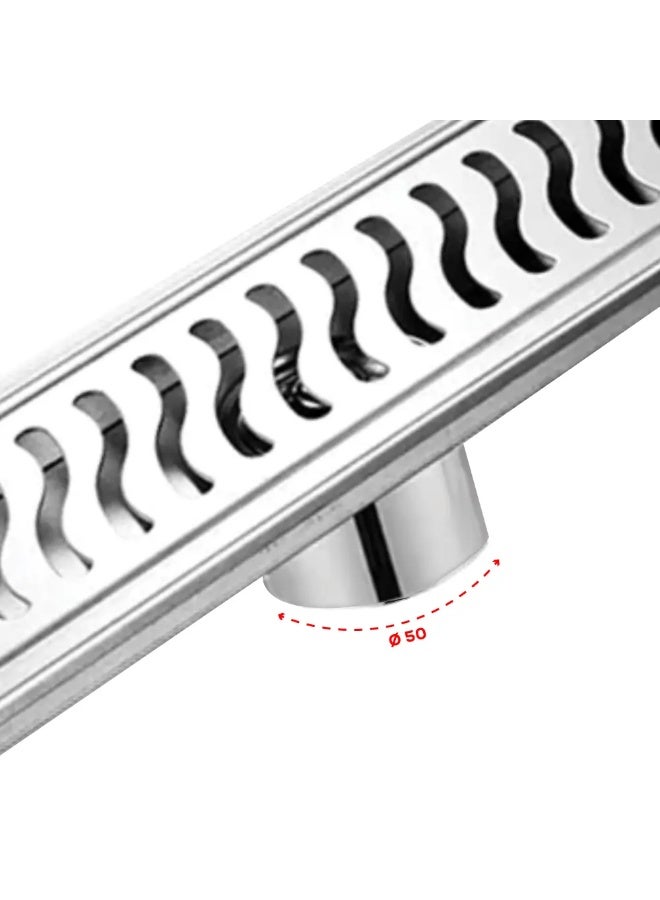 MAAT 60cm SS 304 Floor Drain with Waste & Hook | Heavy-Duty Stainless Steel Shower Drain for Bathrooms & Outdoor Use - Image 3
