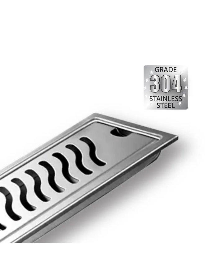 MAAT 60cm SS 304 Floor Drain with Waste & Hook | Heavy-Duty Stainless Steel Shower Drain for Bathrooms & Outdoor Use - Image 2
