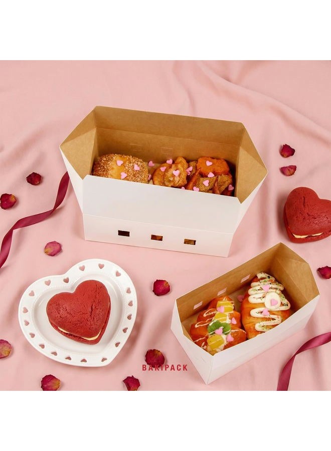 BAKIPACK 20 Rectangle Take Out Food Containers, 7x4x3 Inches, White Cardboard Lunch Boxes, Catering Boxes, Take Out Boxes-Fast Top, Paper Food To Go Boxes - Image 2
