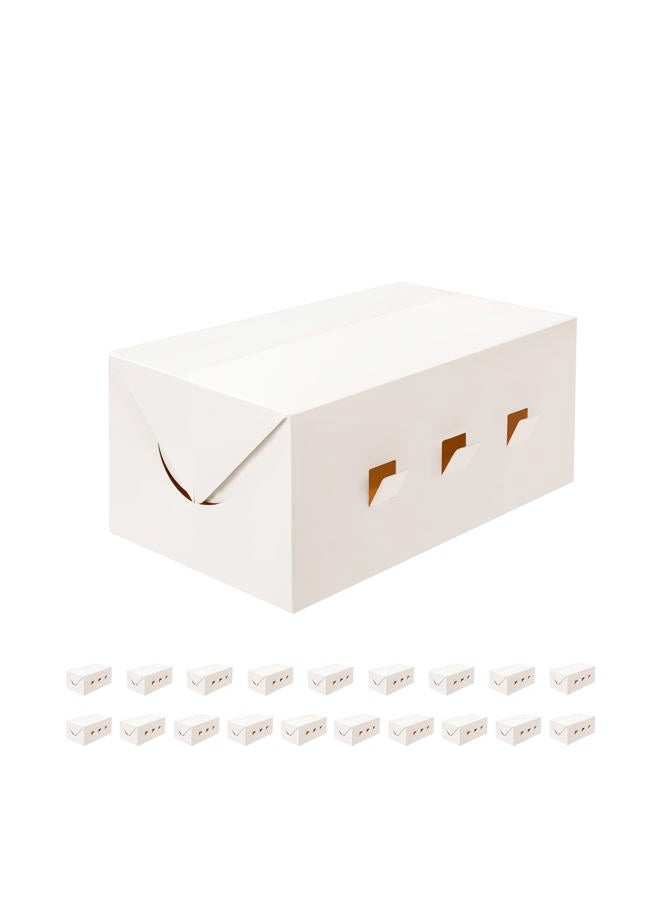 BAKIPACK 20 Rectangle Take Out Food Containers, 7x4x3 Inches, White Cardboard Lunch Boxes, Catering Boxes, Take Out Boxes-Fast Top, Paper Food To Go Boxes - Image 1