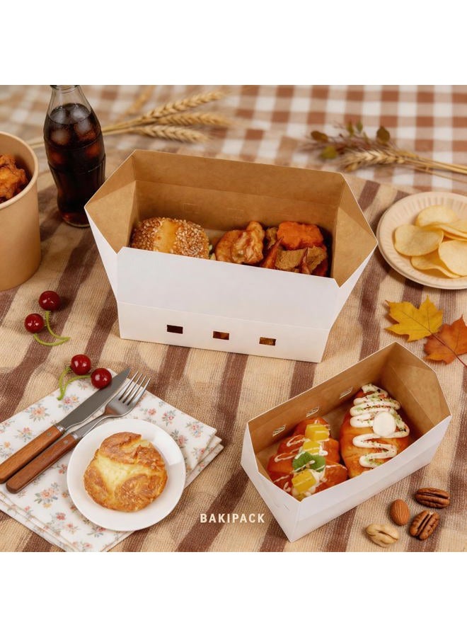 BAKIPACK 20 Rectangle Take Out Food Containers, 7x4x3 Inches, White Cardboard Lunch Boxes, Catering Boxes, Take Out Boxes-Fast Top, Paper Food To Go Boxes - Image 4