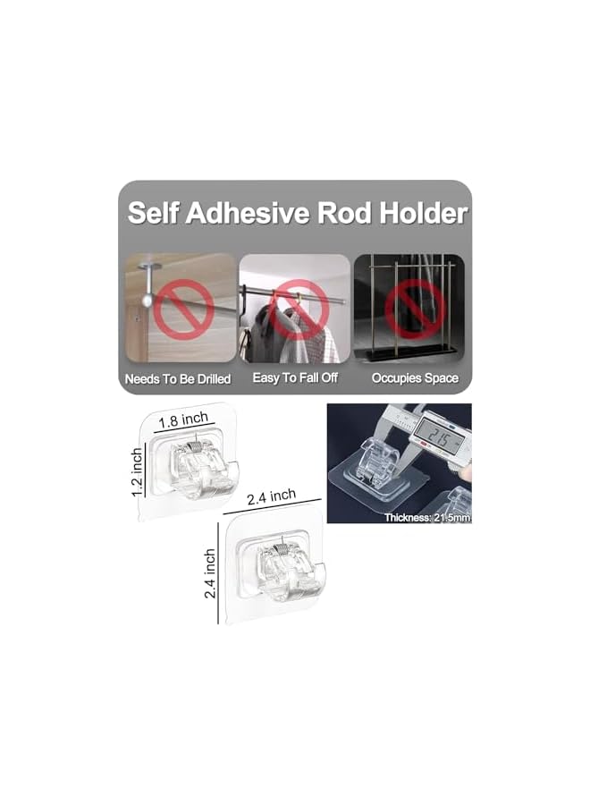 erorex 12PCS Curtain Rod Bracket No Drilling Universal Self-Adhesive Wall Mount Curtain Rod Holder Curtain Hangers for Bathroom, Kitchen and Home  - Image 2