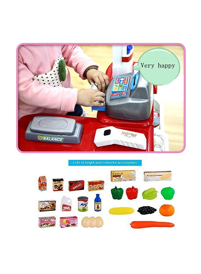 Home Pretend Supermarket Accessories With Trolley Role Play Set Toy For Kids 48x87x52cm  - Image 3