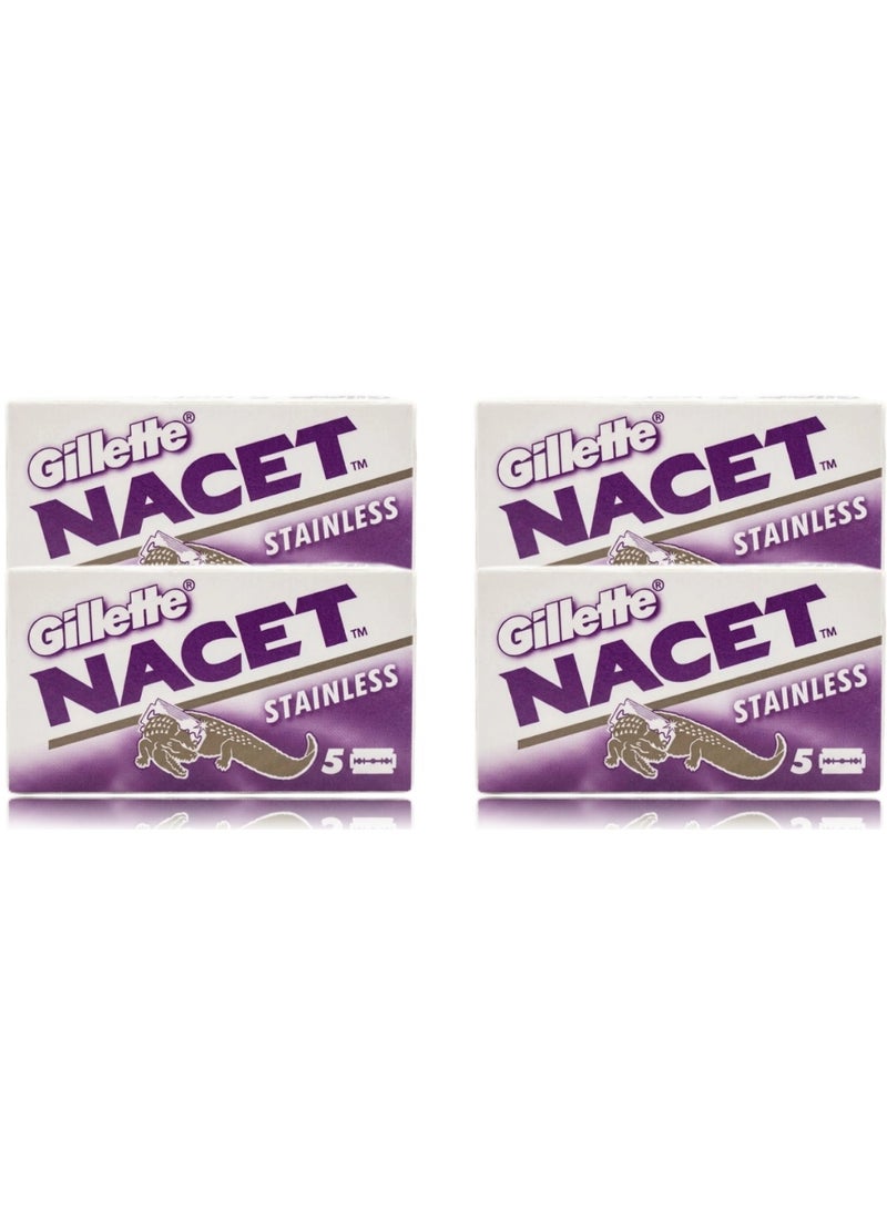 20 شفرة حلاقة مزدوجة الحواف من الفولاذ المقاوم للصدأ من NACET - Image 1