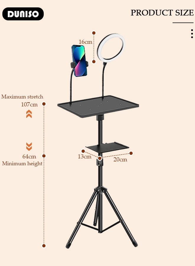 DUNISO Mobile Phone Holder Tray, Phone Live Streaming Holder for Outdoor and Indoor, Live Streaming Stand with Metal Pallet and USB Tri-color Light for Vlog Selfie Live Streaming Video - Image 4