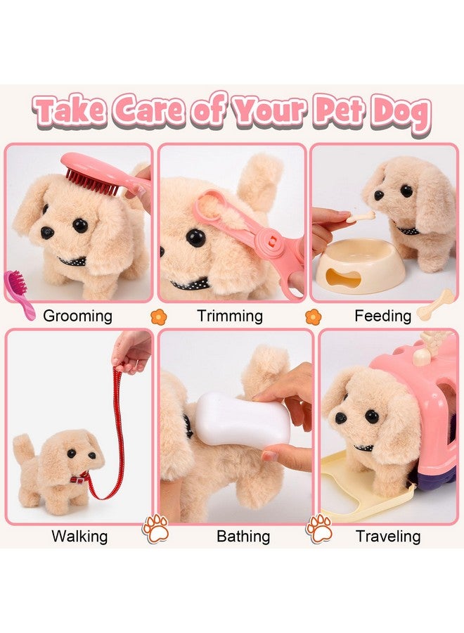 G.C 13Pcs Dog Toys for Kids Girls, Walking Barking Electronic Interactive Stuffed Dog Plush with Carrier & Accessories Toys Pretend Play Puppy Pet Care Playset, Gifts for Little Girls 3 4 5 6 Year Old - Image 4