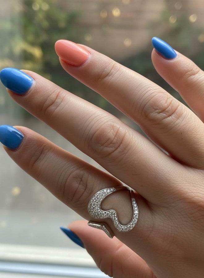 SILVERCLOSEOUT Sterling Silver Simulated Diamond Open Heart Statement Ring - Size 9 - Image 5